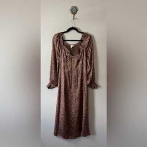 Bohme Brown Long Sleeve Dress with Elegant Pattern